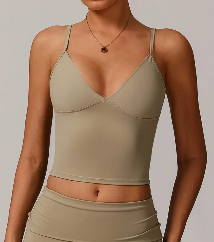V Neck Spaghetti Fitted Crop Tank Tops sold by CRAVE by Frederick Wilhelm