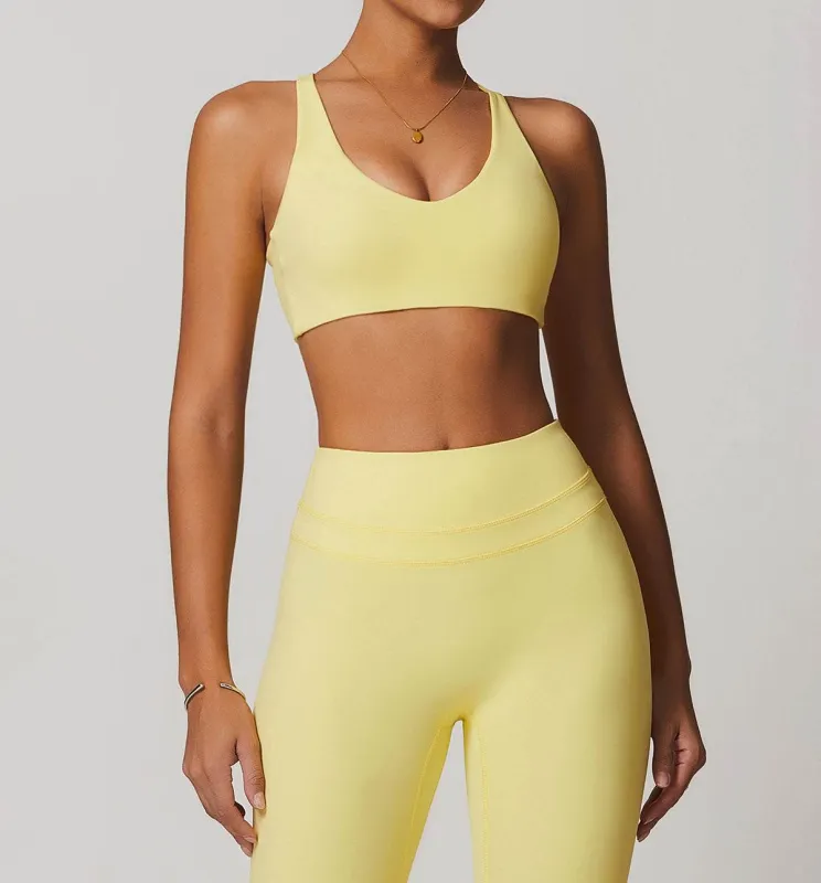 V Neck Twist Back Sports Bra with Padded sold by CRAVE by Frederick Wilhelm