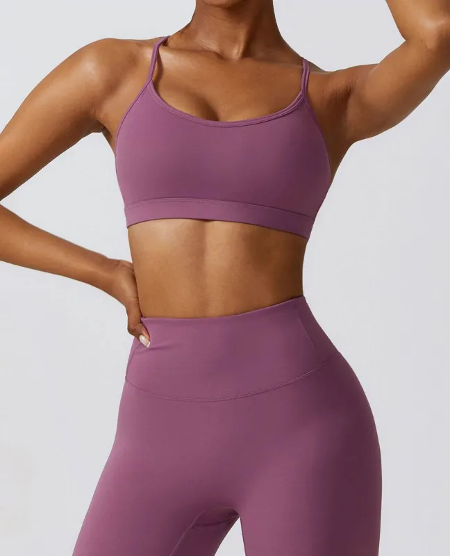 Strappy Criss-Cross Back Sports Bra with Removable Pads sold by CRAVE by Frederick Wilhelm