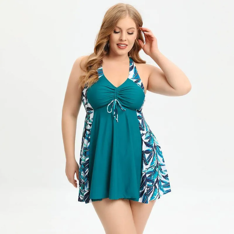 Plus Size Two Piece Wide Strap Tankini Dress with Short sold by CRAVE by Frederick Wilhelm