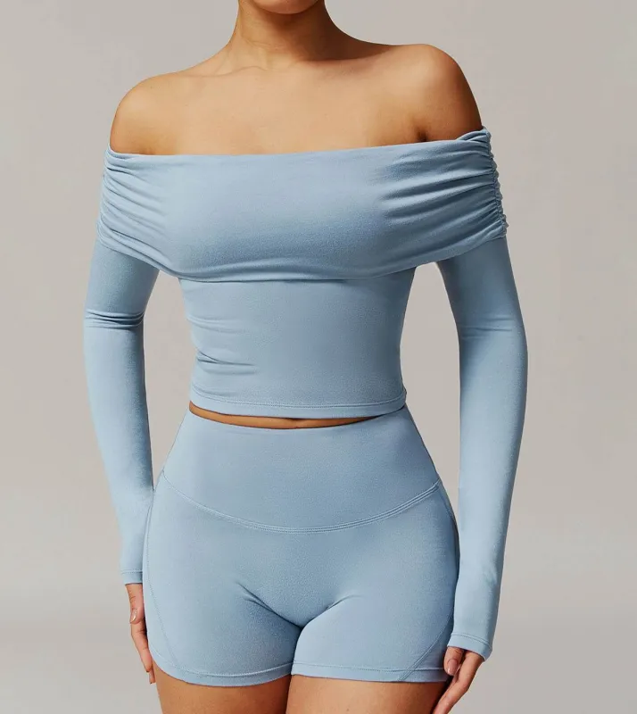 Long Sleeve Shirts Off Shoulder Sports Crop Tops sold by CRAVE by Frederick Wilhelm