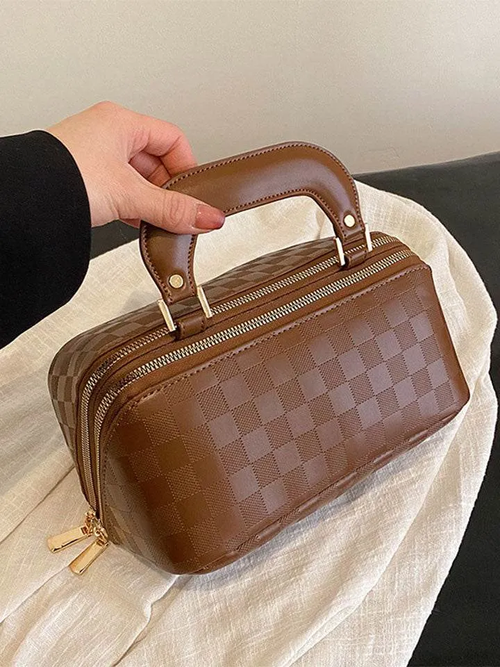 PU Leather Pouch Open Flat Cosmetic Bags with Handle sold by CRAVE by Frederick Wilhelm product image thumbnail 5