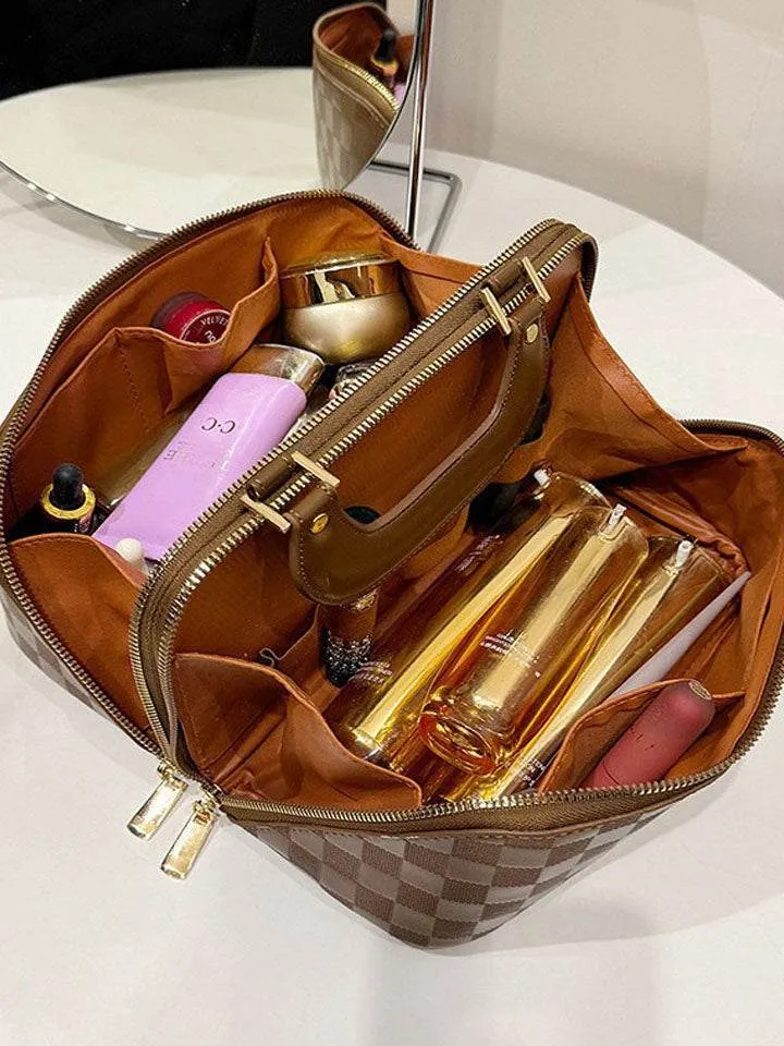 PU Leather Pouch Open Flat Cosmetic Bags with Handle sold by CRAVE by Frederick Wilhelm product image thumbnail 2