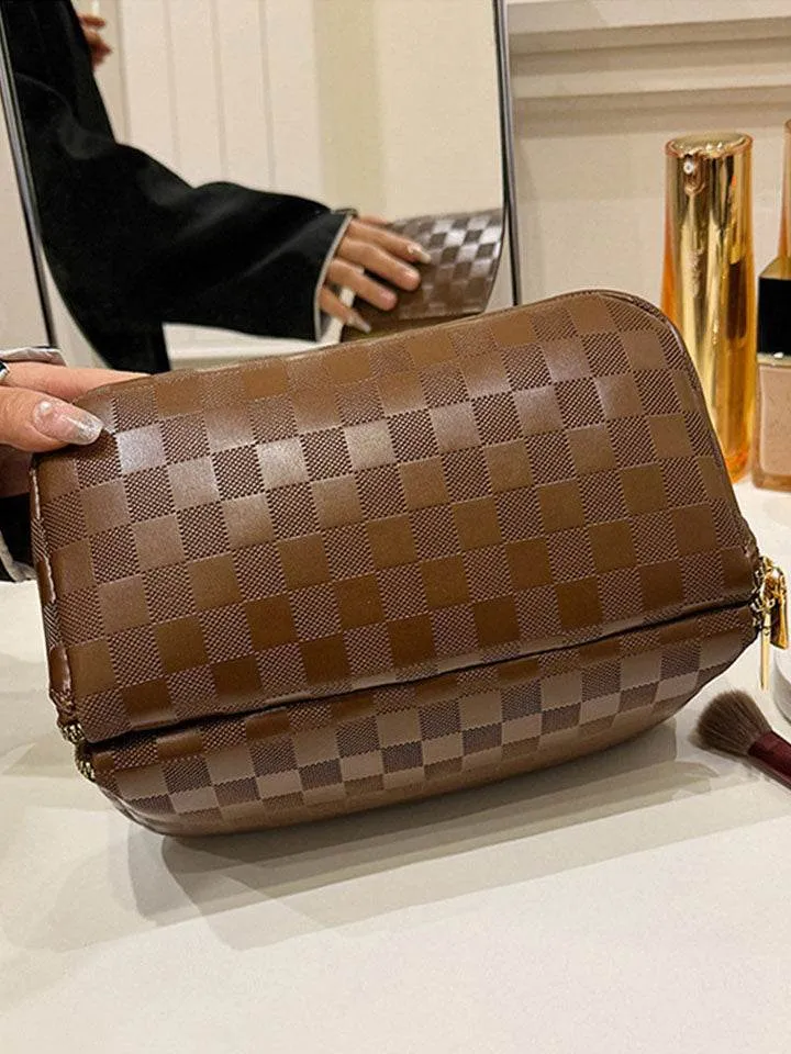 PU Leather Pouch Open Flat Cosmetic Bags with Handle sold by CRAVE by Frederick Wilhelm product image thumbnail 4