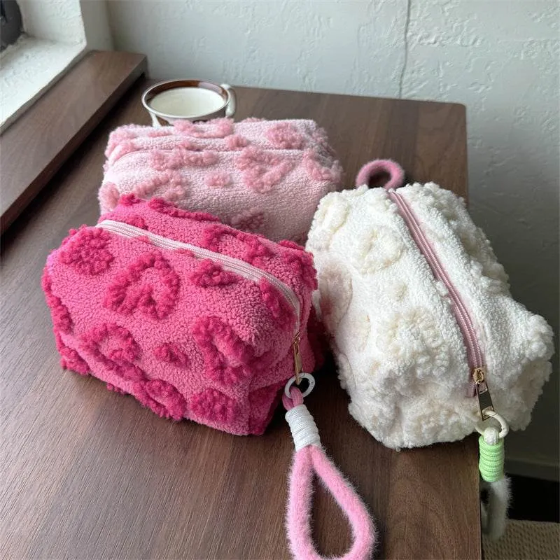 Cute Plush Heart Cosmetic Bag with Hanging Lanyard sold by CRAVE by Frederick Wilhelm
