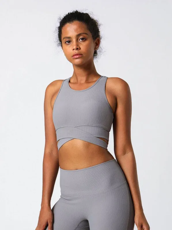 Cross Strap Design Threaded Sports Tank Yoga Bra sold by CRAVE by Frederick Wilhelm
