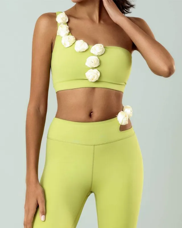 One Shoulder Yoga Bra With Flowers sold by CRAVE by Frederick Wilhelm
