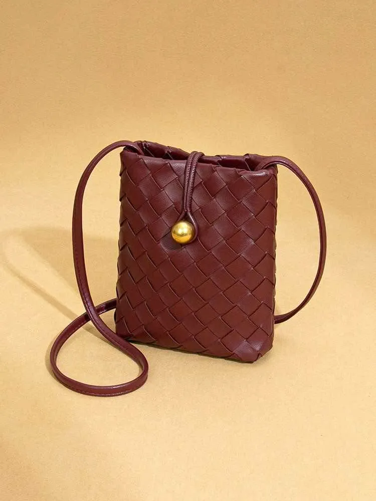 Woven Leather Cell Phone Purses Mini Crossbody Bag sold by CRAVE by Frederick Wilhelm product image thumbnail 5