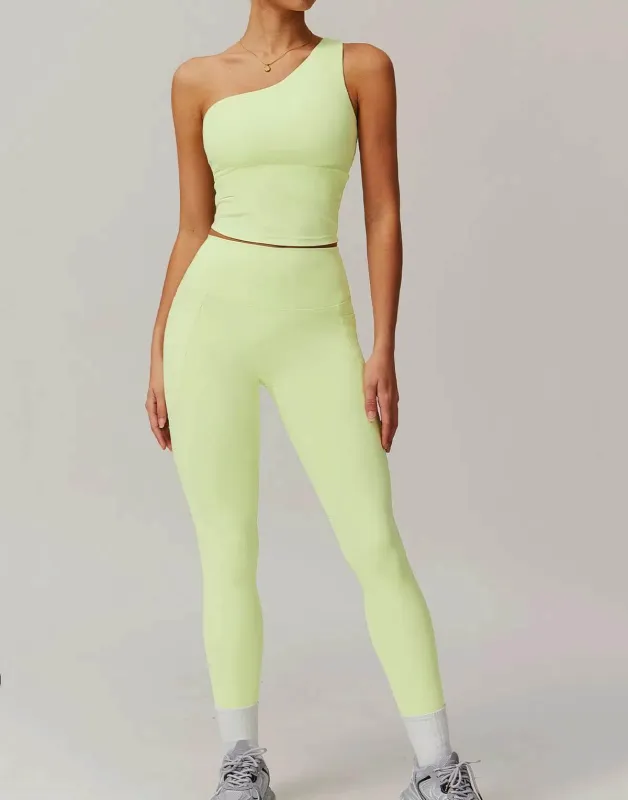 Solid Yoga Set With One shoulder Tank Top and Legging sold by CRAVE by Frederick Wilhelm