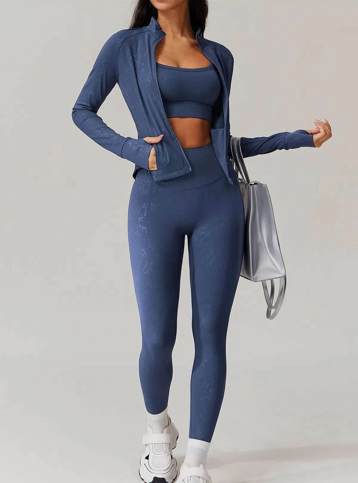 Sports Set with Full Zipper Long Sleeve Jacket and Leggings sold by CRAVE by Frederick Wilhelm product image thumbnail 5