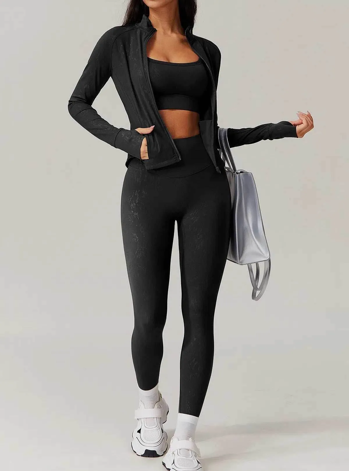 Sports Set with Full Zipper Long Sleeve Jacket and Leggings sold by CRAVE by Frederick Wilhelm product image thumbnail 3