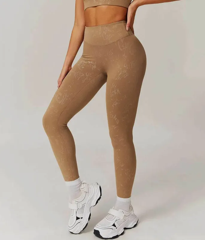 High Waist Yoga Leggings With Gold Blocking Pattern sold by CRAVE by Frederick Wilhelm