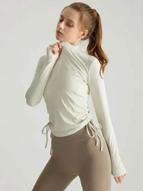 Long Sleeve Standing Collar Fitness T-Shirt With Drawstring sold by CRAVE by Frederick Wilhelm