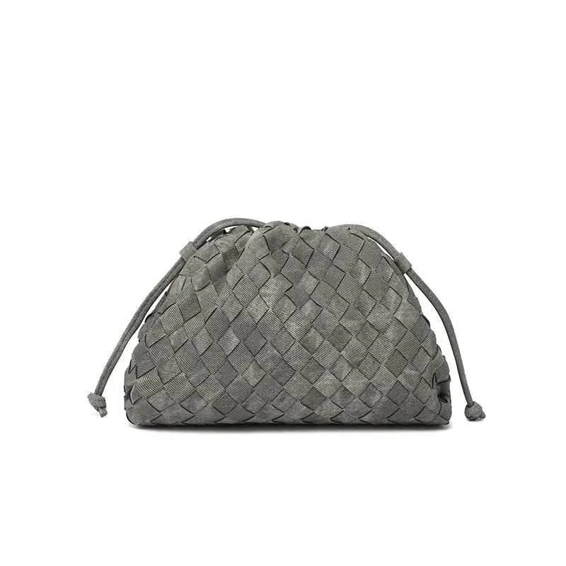 Small Denim Woven Clutches Bag with String sold by CRAVE by Frederick Wilhelm