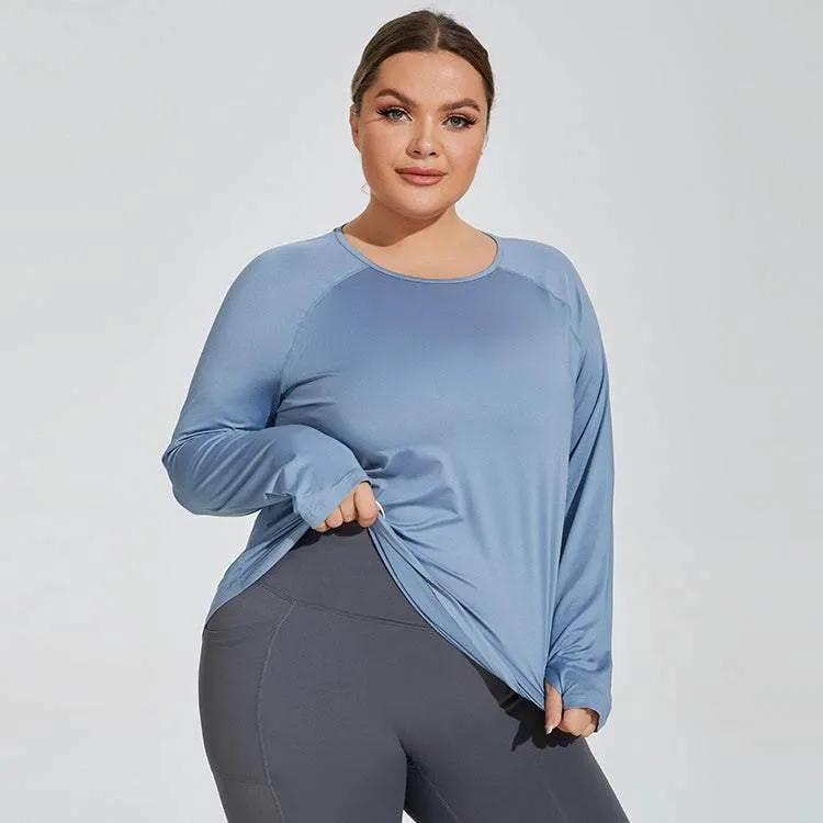 Plus Size Loose Long Sleeve Yoga T-Shirts sold by CRAVE by Frederick Wilhelm product image thumbnail 3