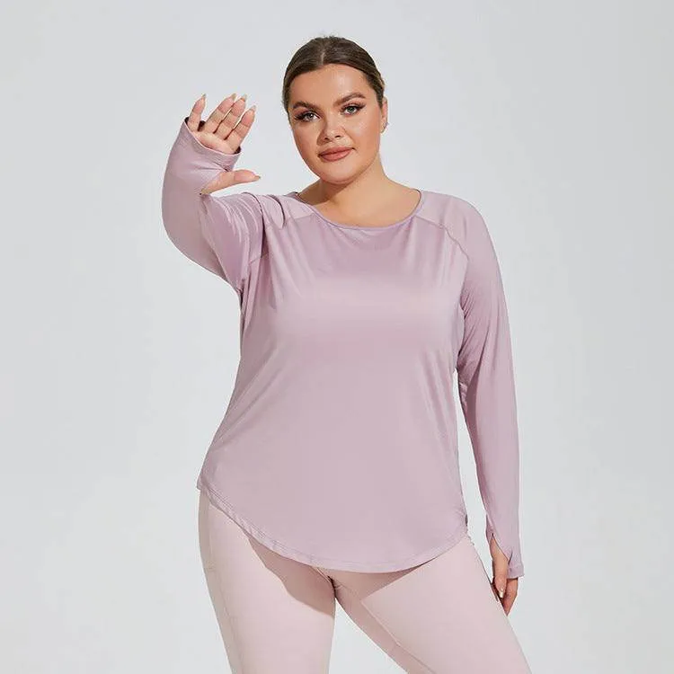 Plus Size Loose Long Sleeve Yoga T-Shirts sold by CRAVE by Frederick Wilhelm product image thumbnail 4