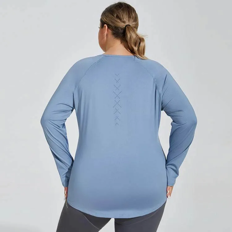 Plus Size Loose Long Sleeve Yoga T-Shirts sold by CRAVE by Frederick Wilhelm product image thumbnail 2