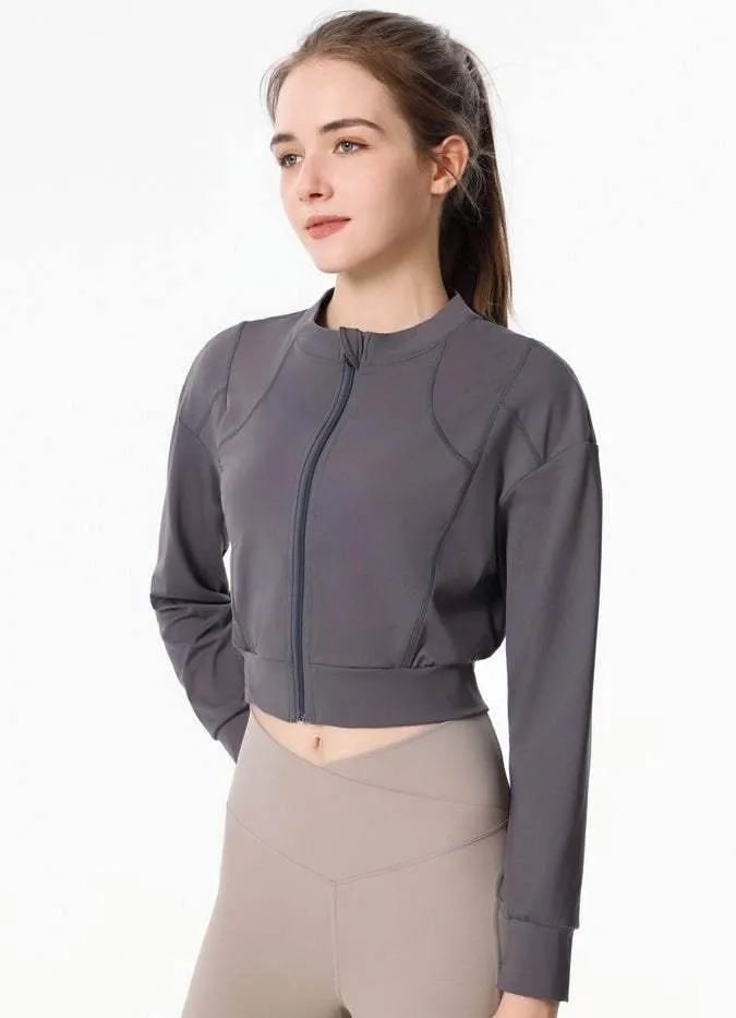 Ribbed Crop Workout Jacket sold by CRAVE by Frederick Wilhelm product image thumbnail 5