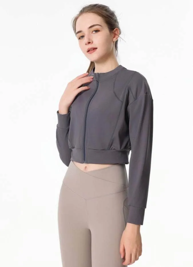Ribbed Crop Workout Jacket sold by CRAVE by Frederick Wilhelm product image thumbnail 2