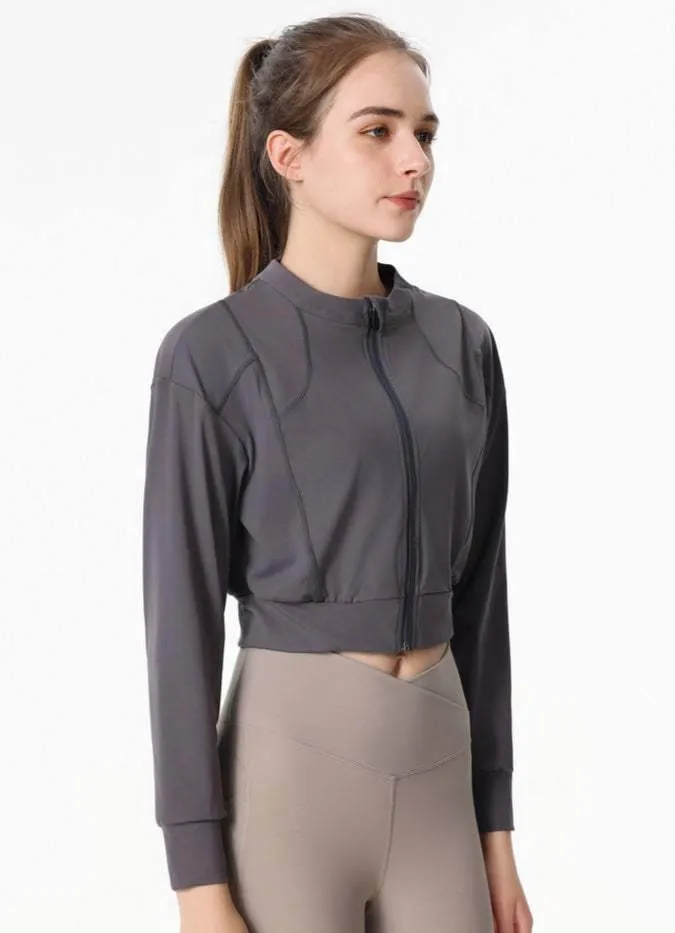 Ribbed Crop Workout Jacket sold by CRAVE by Frederick Wilhelm product image thumbnail 4