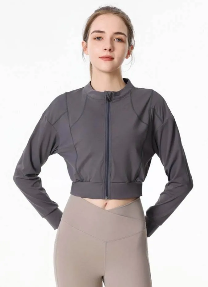 Ribbed Crop Workout Jacket sold by CRAVE by Frederick Wilhelm product image thumbnail 3