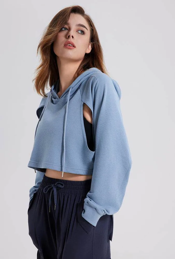 Cutout Crop Workout Hoodie Sweatshirt sold by CRAVE by Frederick Wilhelm product image thumbnail 2