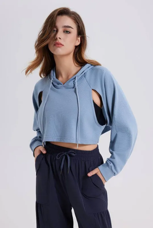 Cutout Crop Workout Hoodie Sweatshirt sold by CRAVE by Frederick Wilhelm
