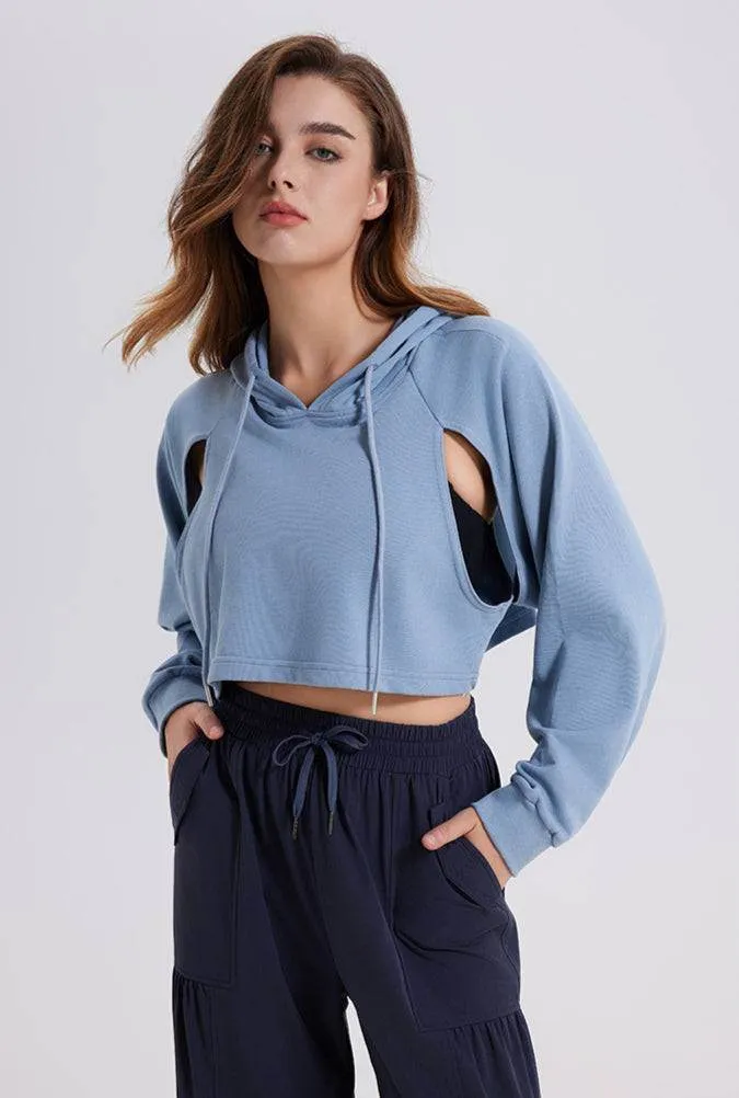 Cutout Crop Workout Hoodie Sweatshirt sold by CRAVE by Frederick Wilhelm