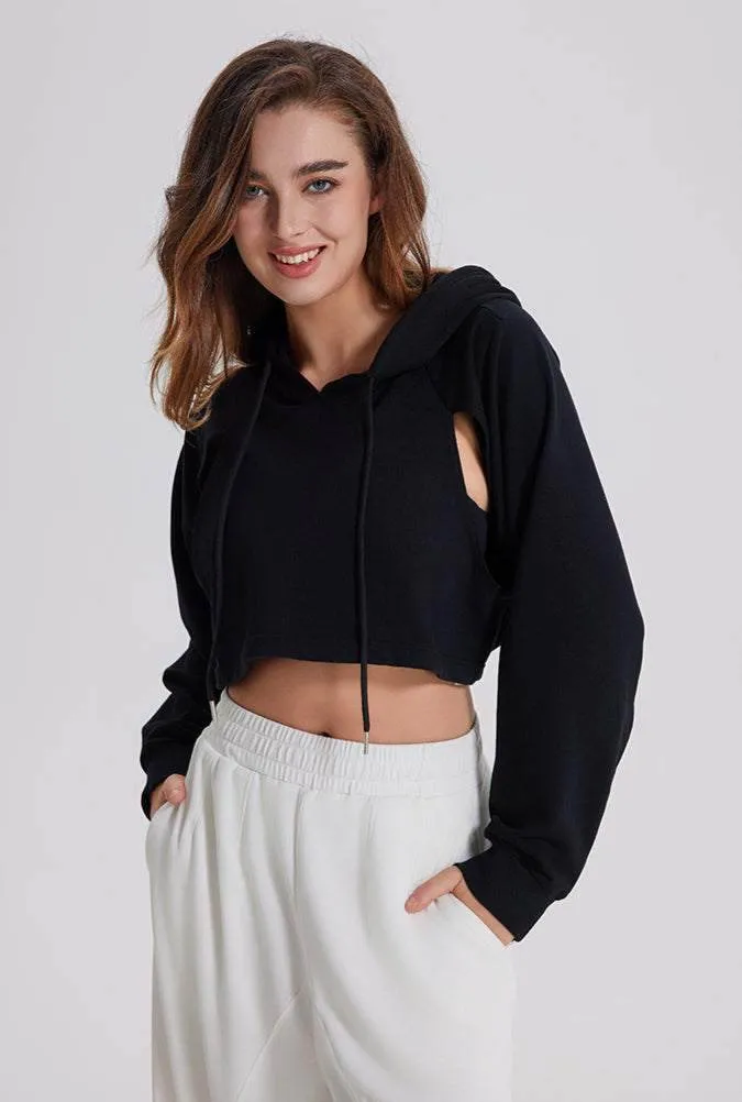 Cutout Crop Workout Hoodie Sweatshirt sold by CRAVE by Frederick Wilhelm product image thumbnail 5