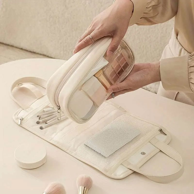 Solid Color Portable Cosmetic Bag with Handle sold by CRAVE by Frederick Wilhelm product image thumbnail 3