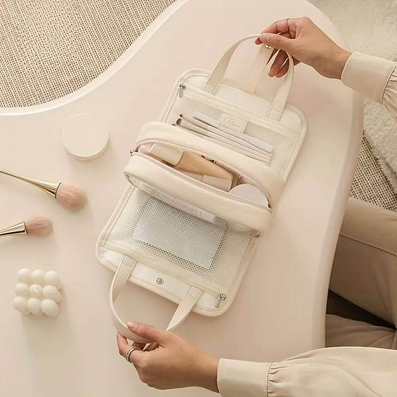 Solid Color Portable Cosmetic Bag with Handle sold by CRAVE by Frederick Wilhelm product image thumbnail 2