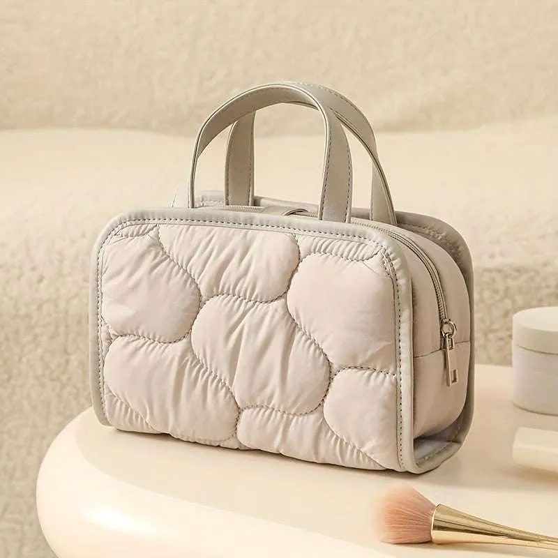 Solid Color Portable Cosmetic Bag with Handle sold by CRAVE by Frederick Wilhelm product image thumbnail 5