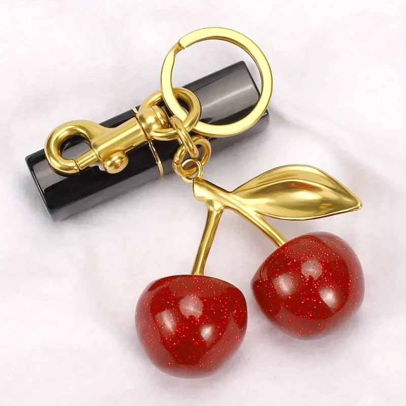 Glitter Metal Cherry Charm Keychain sold by CRAVE by Frederick Wilhelm