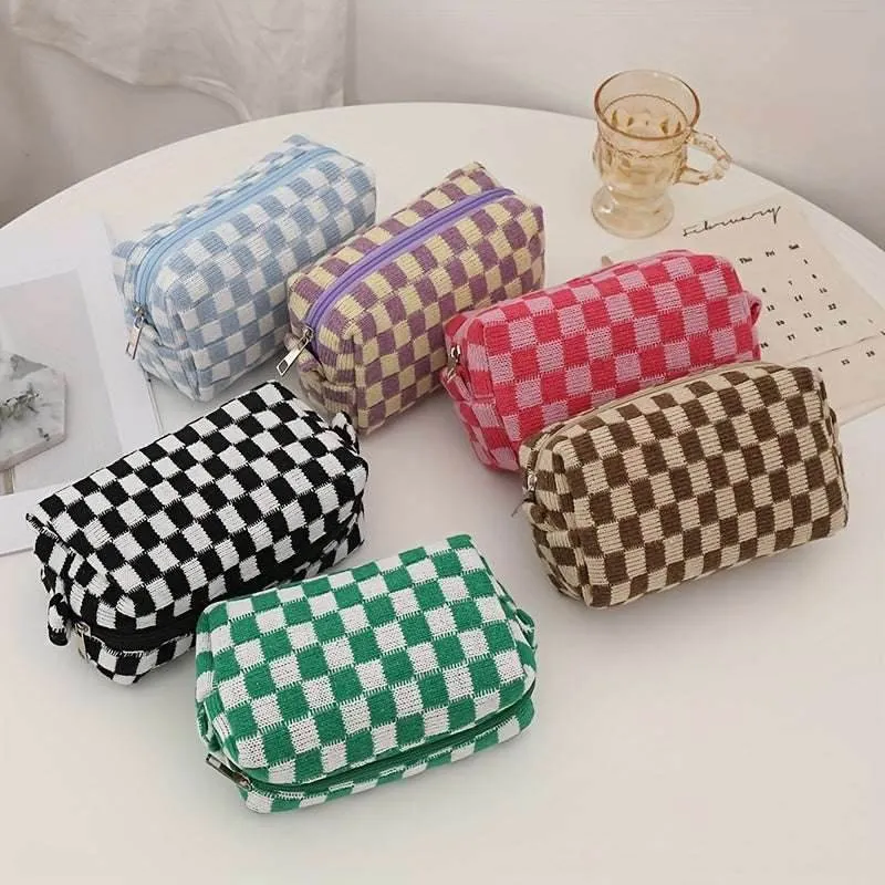 Checkered Knitted Cosmetic Bag sold by CRAVE by Frederick Wilhelm