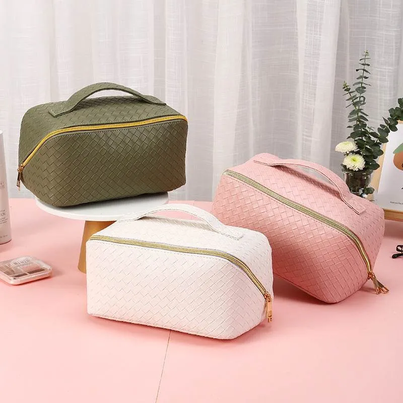 PU Leather Woven Storage Makeup Bag sold by CRAVE by Frederick Wilhelm