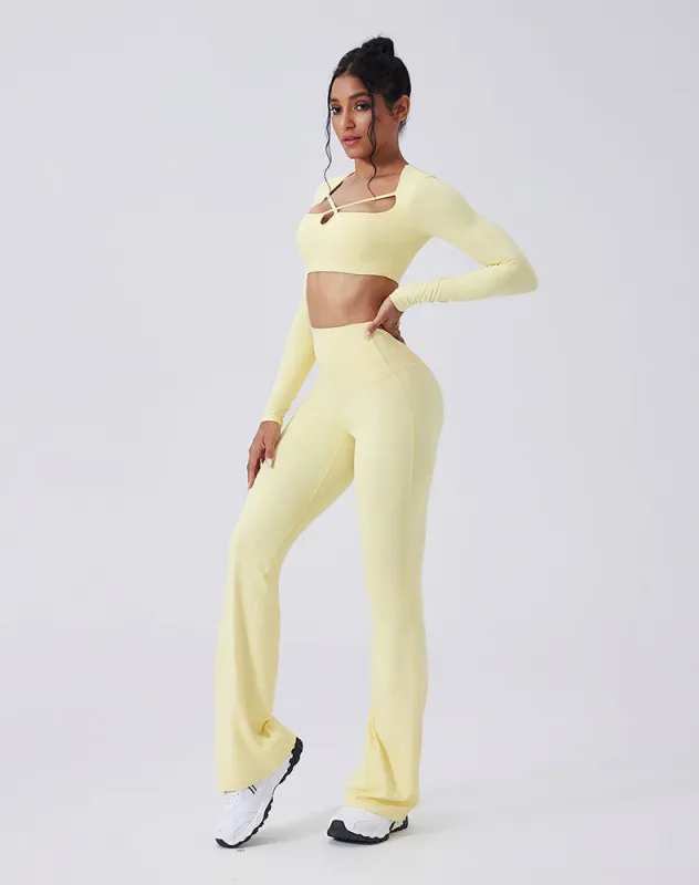 Activewear Set with crisscross thin strap Top and Flare Pant sold by CRAVE by Frederick Wilhelm