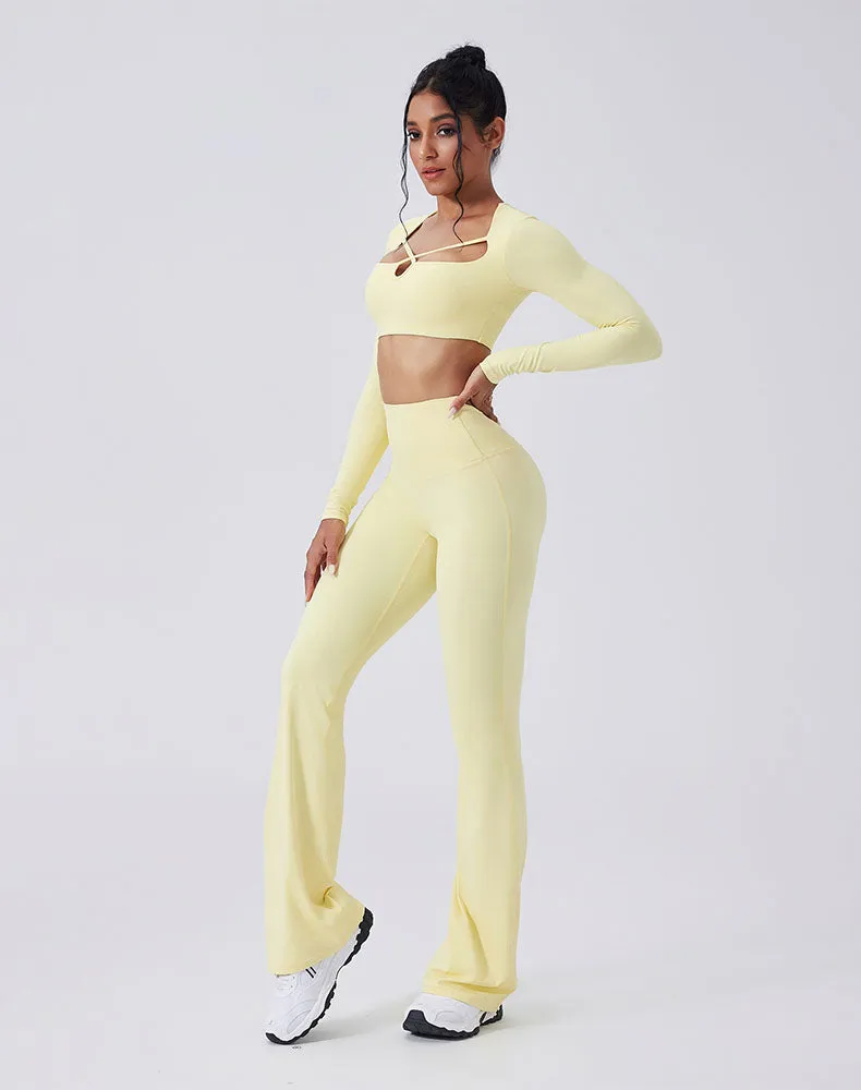 Activewear Set with crisscross thin strap Top and Flare Pant sold by CRAVE by Frederick Wilhelm