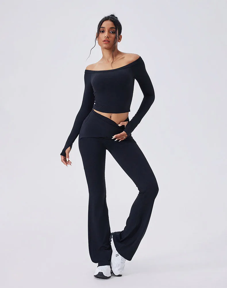 Activewear Set with Off-Shoulder Top and Flare Pant sold by CRAVE by Frederick Wilhelm product image thumbnail 5