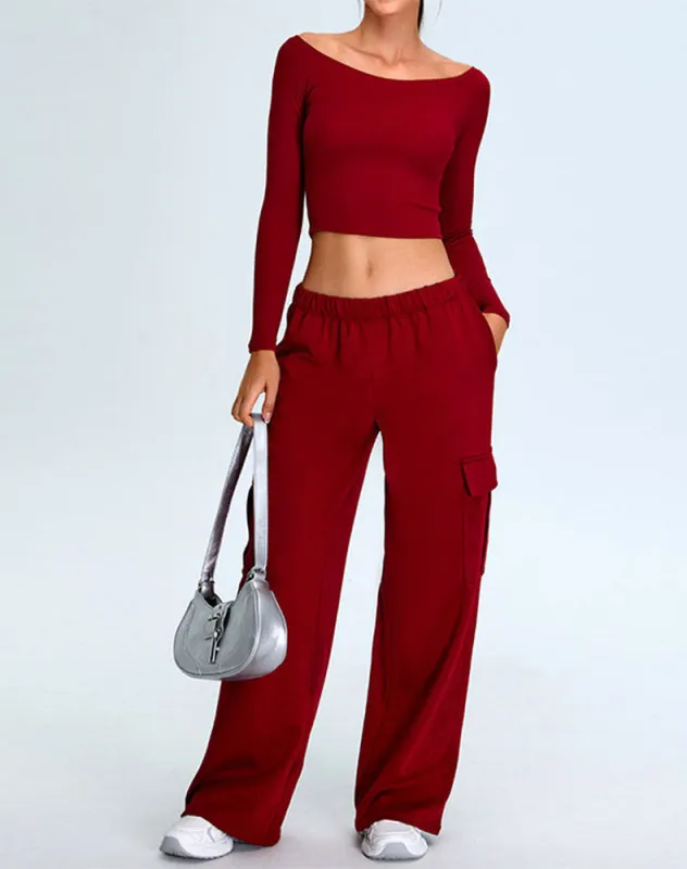 Activewear Set with Off-Shoulder Top and Sweatpant sold by CRAVE by Frederick Wilhelm