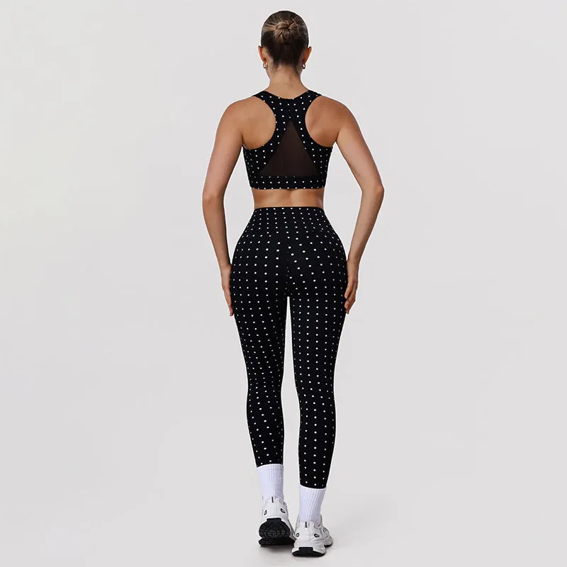 White Polka Dot Black Activewear Set with Bra and Legging sold by CRAVE by Frederick Wilhelm product image thumbnail 4