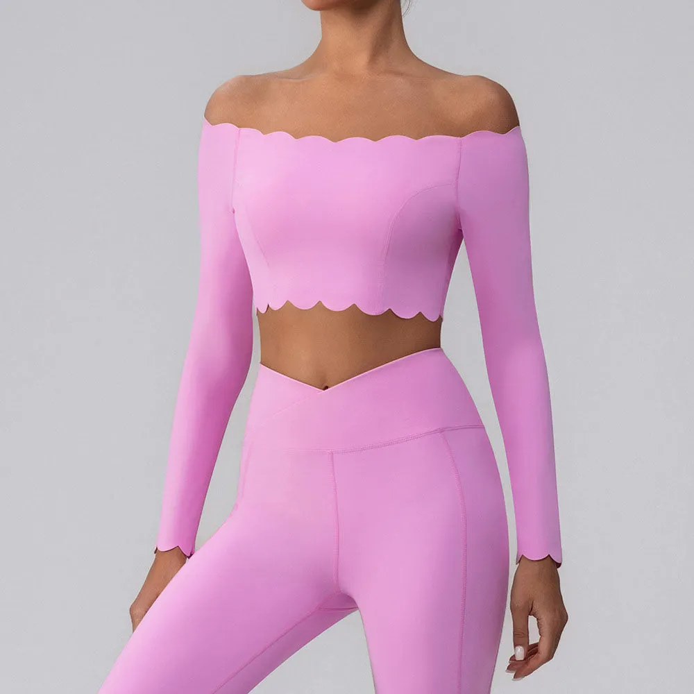 Off Shoulder Crop Tops Long Sleeve Shirt with Removable Cups sold by CRAVE by Frederick Wilhelm product image thumbnail 5