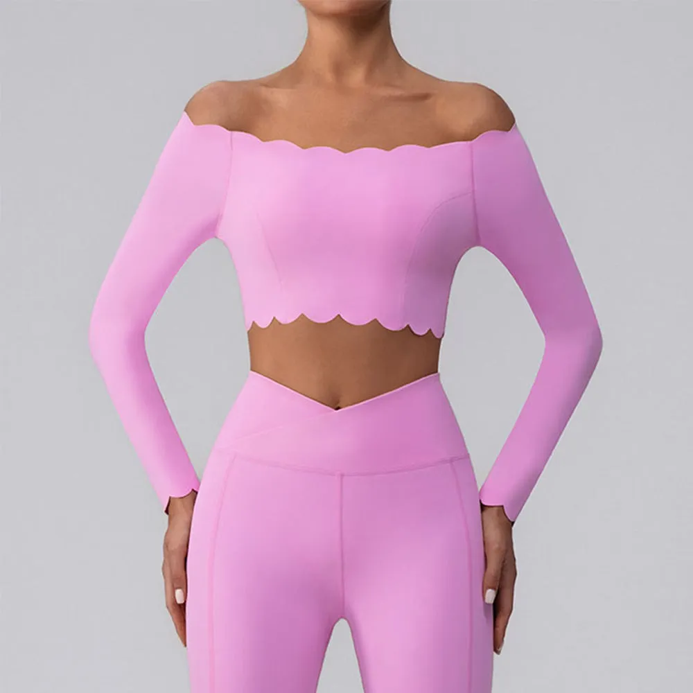 Off Shoulder Crop Tops Long Sleeve Shirt with Removable Cups sold by CRAVE by Frederick Wilhelm product image thumbnail 4