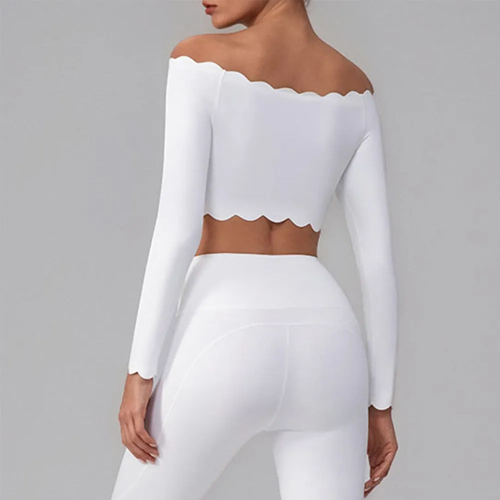 Off Shoulder Crop Tops Long Sleeve Shirt with Removable Cups sold by CRAVE by Frederick Wilhelm product image thumbnail 2