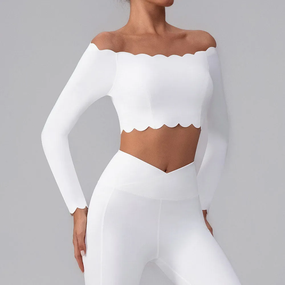 Off Shoulder Crop Tops Long Sleeve Shirt with Removable Cups sold by CRAVE by Frederick Wilhelm product image thumbnail 3