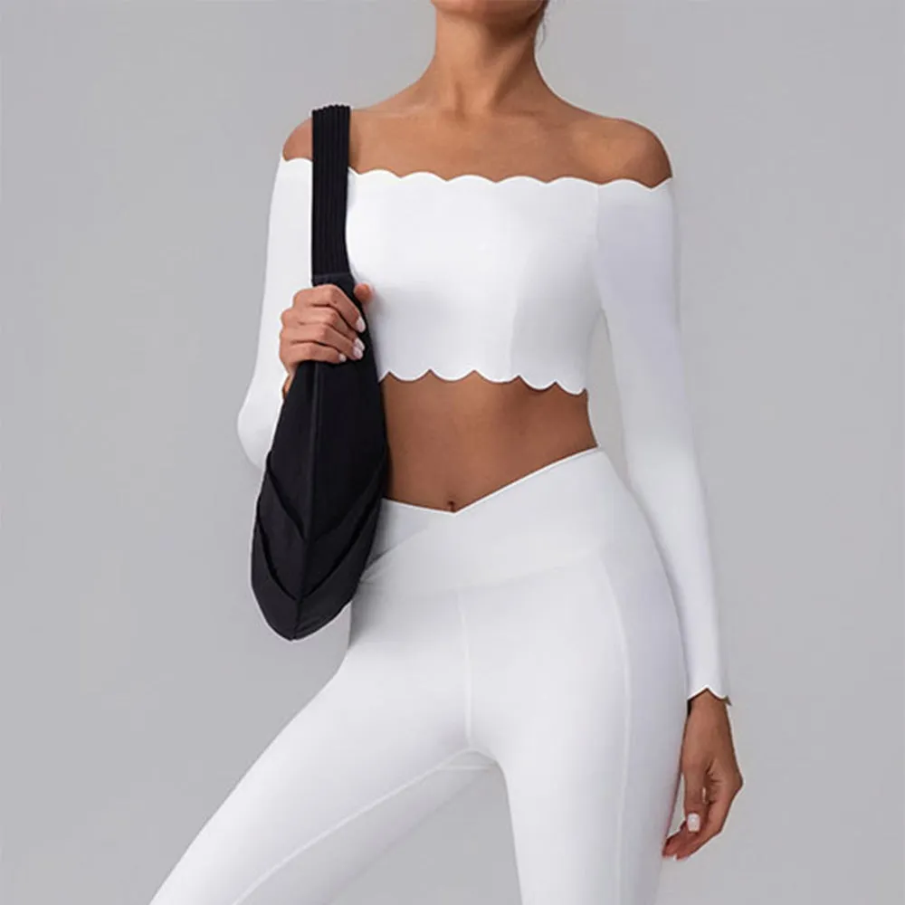 Off Shoulder Crop Tops Long Sleeve Shirt with Removable Cups sold by CRAVE by Frederick Wilhelm