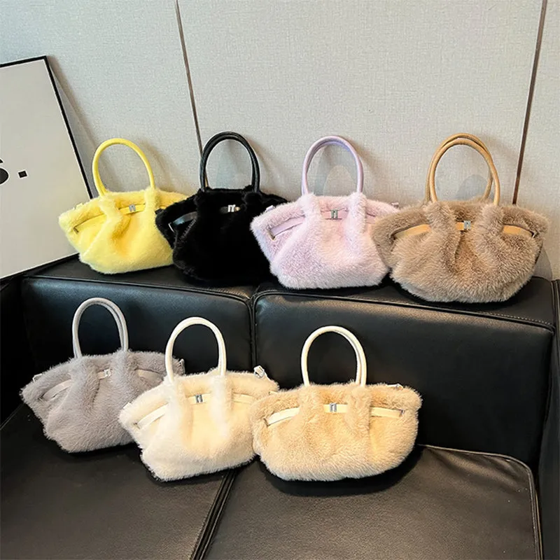 Furry Purse Fluffy Tote Bag Faux Fur Crossbody Handbag sold by CRAVE by Frederick Wilhelm