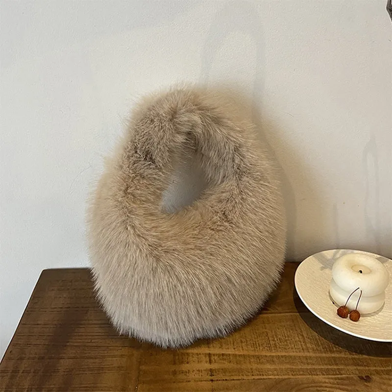 Winter Fluffy Faux Fur Tote Handbag Soft Fuzzy Purse Bag sold by CRAVE by Frederick Wilhelm product image thumbnail 2