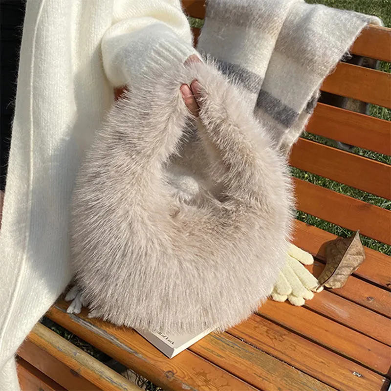 Winter Fluffy Faux Fur Tote Handbag Soft Fuzzy Purse Bag sold by CRAVE by Frederick Wilhelm product image thumbnail 4