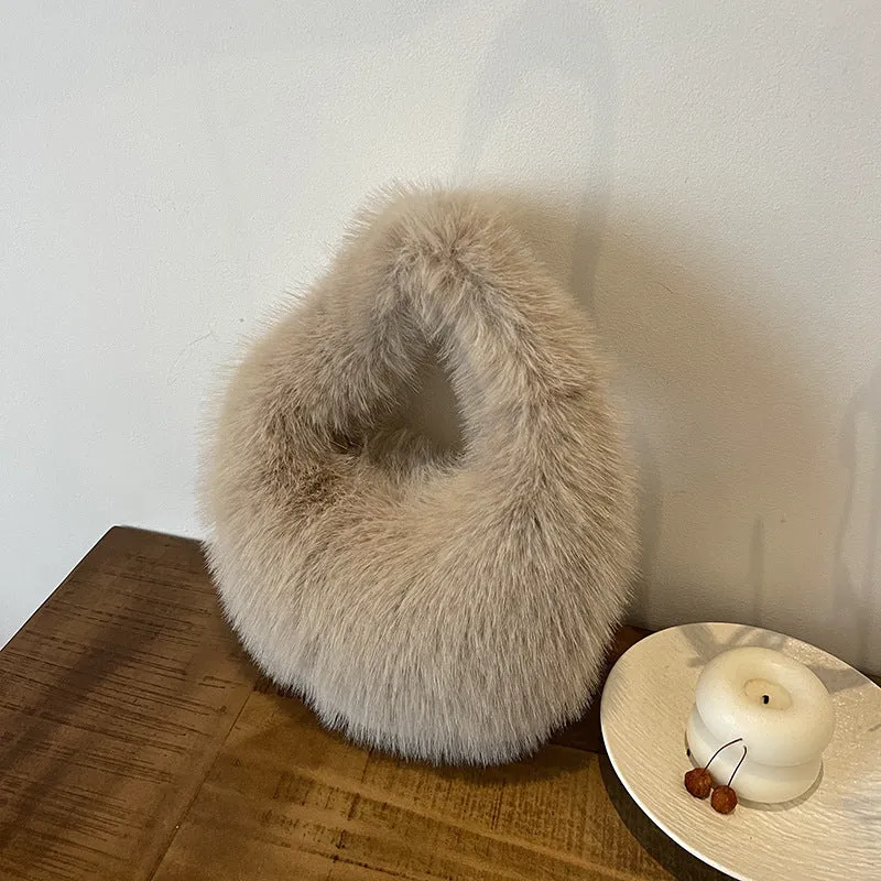 Winter Fluffy Faux Fur Tote Handbag Soft Fuzzy Purse Bag sold by CRAVE by Frederick Wilhelm product image thumbnail 3