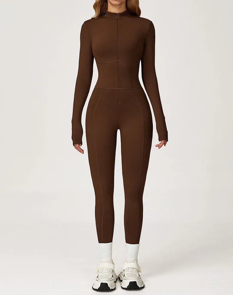 Contour Seams Workout Jumpsuit Zip Up One Piece Bodysuit sold by CRAVE by Frederick Wilhelm product image thumbnail 5